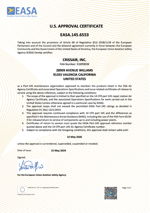 EASA certificate